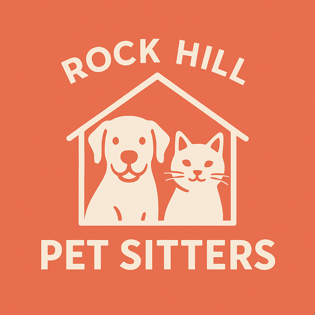 Rock Hill Pet Sitters logo showing a dog and cat in a house icon – trusted pet sitting in Rock Hill SC
